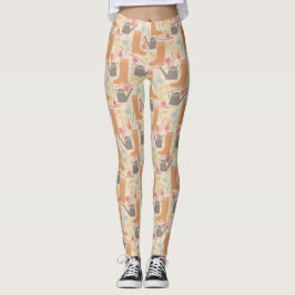 Legging Padrão de jardinagem de primavera