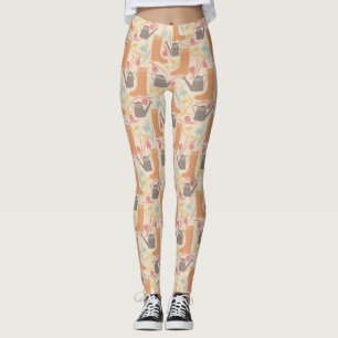 Legging Padrão de jardinagem de primavera