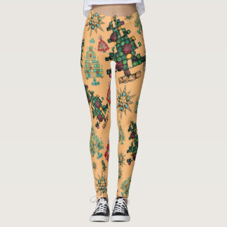 Legging Padrão de Joia da Árvore de Natal na moda