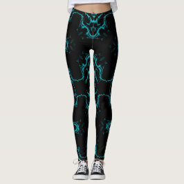 Legging Padrão de Kaleidoscópio Azul Claro com Preto #1