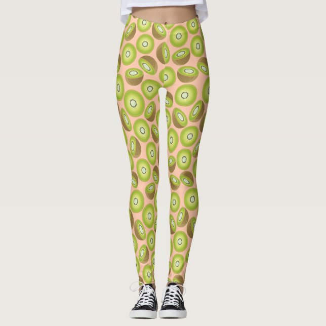 Legging Padrão de Kiwi Cortado em Cuta (Frente)