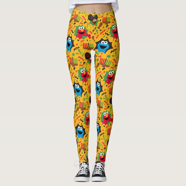 Legging Padrão de Kwanzaa Street Sesame (Frente)