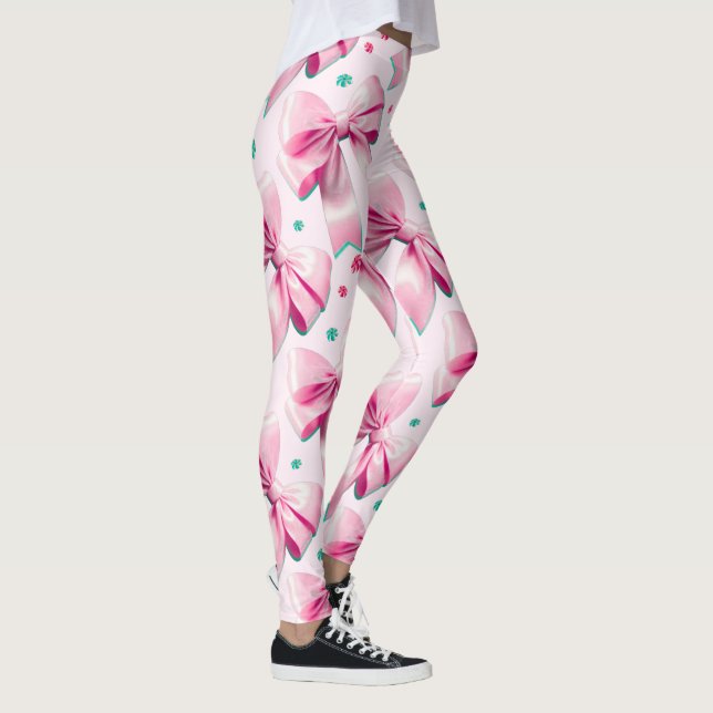 Legging Padrão de Laço Coquete Rosa (Direita)