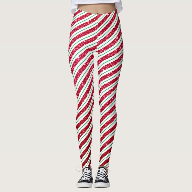 Legging Padrão de Lanterna de Caneta de Natal Bonita (Frente)