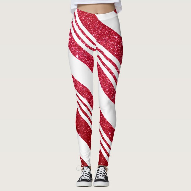 Legging Padrão de Lanterna de Caneta de Natal Bonita (Frente)