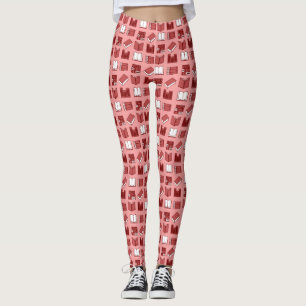 Legging Padrão de Leitura e Escrevendo do Livro Vermelho