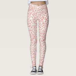 Legging Padrão de Leopardo de Coral Rosa Trendente