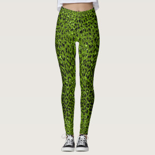 Legging Padrão de Leopardo Verde Brilhante