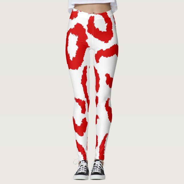 Legging Padrão de Leopardo Vermelho (Frente)