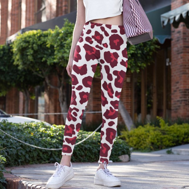 Legging Padrão de Leopardo Vermelho do Vinho (Criador carregado)