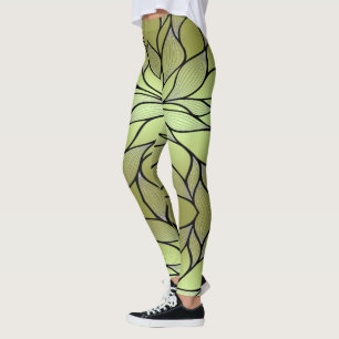 Legging Padrão de licença criativa verde-oliva
