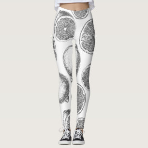 Legging Padrão de limão desenhado à mão