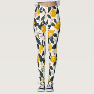 Legging Padrão de limão e flecha rosa