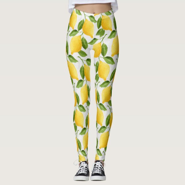 Legging Padrão de limões de aquarela (Frente)