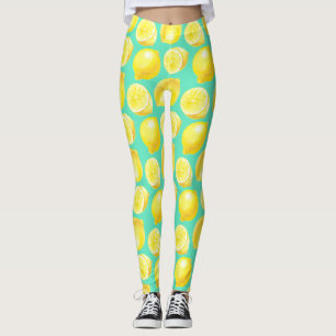 Legging Padrão de limões de aquarela