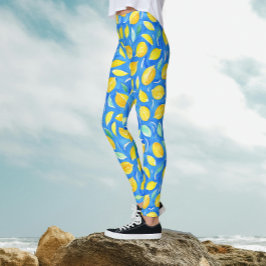 Legging Padrão de limões frescos cítricos legais aquarela