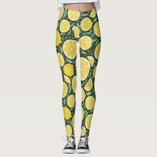 Legging Padrão de limões Sunny Citrus Symphony
