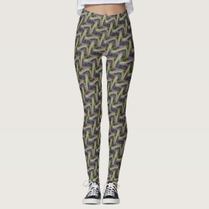 Legging Padrão de Linha de Curva Multicoloração do na moda