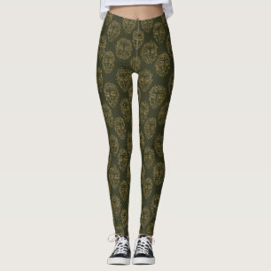 Legging Padrão de Linha de Face Botânica Rústica (2)