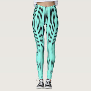 Legging Padrão de linha de gotejamento azul preto/branco