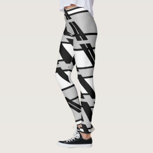 Legging Padrão de linha do horizonte de Abstrato branco pr