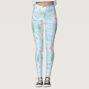 Legging Padrão de Linha Floral Abstrata Moderna (10)