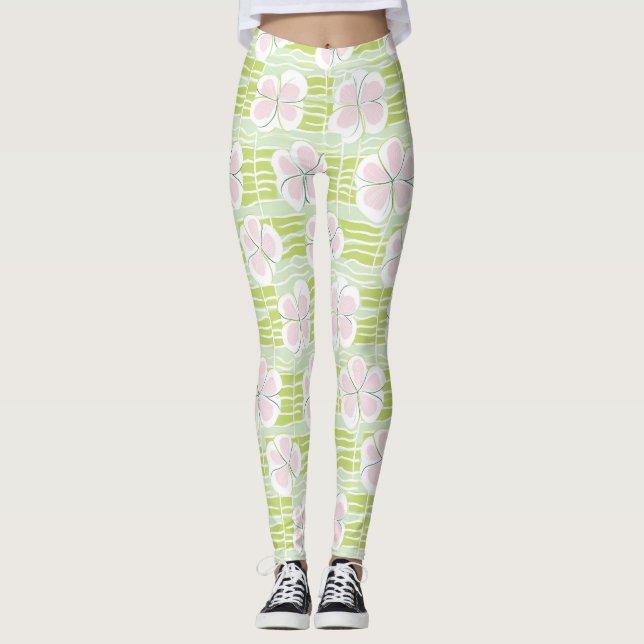 Legging Padrão de Linha Floral Abstrata Moderna (9) (Frente)