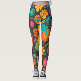 Legging Padrão de Linha Psicodélica do Groove Waves 70s