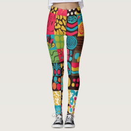 Legging Padrão de Linha Psicodélica do Groove Waves 70s