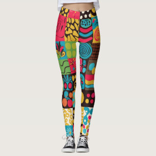 Legging Padrão de Linha Psicodélica do Groove Waves 70s