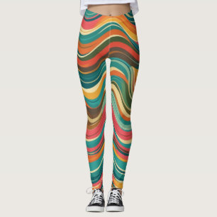 Legging Padrão de Linha Psicodélica do Groove Waves 70s