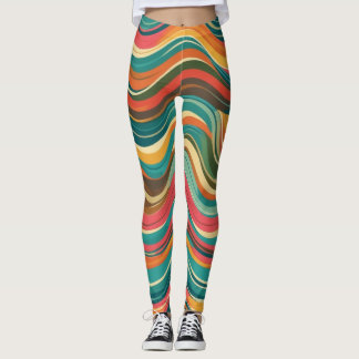 Legging Padrão de Linha Psicodélica do Groove Waves 70s