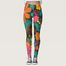 Legging Padrão de Linha Psicodélica do Groove Waves 70s