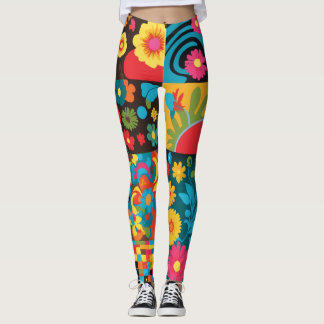 Legging Padrão de Linha Psicodélica do Groove Waves 70s
