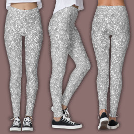 Legging Padrão de Linha Topográfica | Branco e Preto