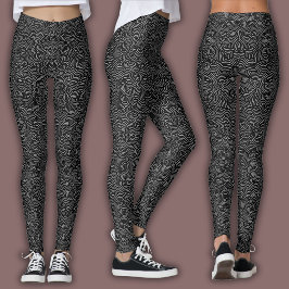 Legging Padrão de Linha Topográfica | Preto e Branco