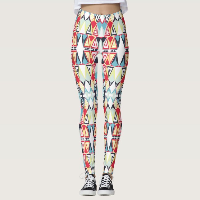 Legging Padrão de Linha Tribal Geométrico abstrato (Frente)