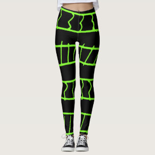 Legging Padrão de linhas e formas sobre fundo preto