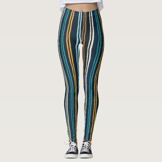 Legging padrão de Linhas Verticais Abstratas (Frente)