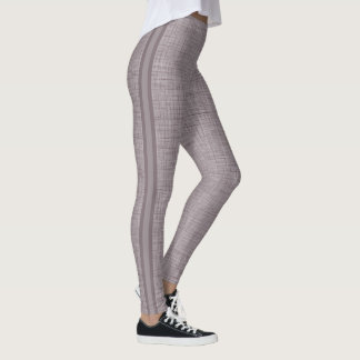 Legging Padrão de Linho Neutro em Marrom Taupe Suave