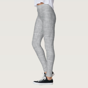 Legging Padrão de Linho Tweed Cinza