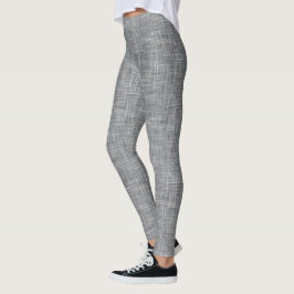 Legging Padrão de Linho Tweed Cinza Escuro