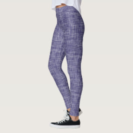 Legging Padrão de linho tweed naval