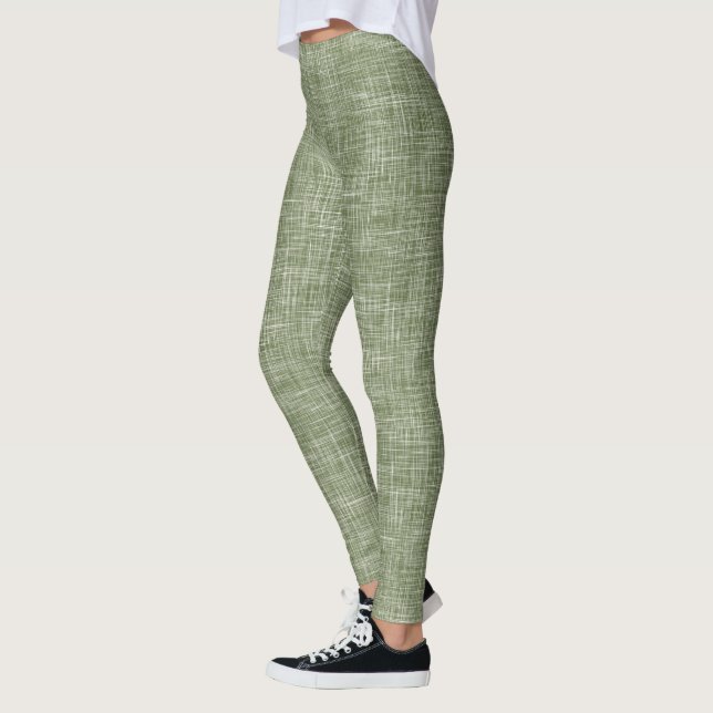 Legging Padrão de Linho Tweed Verde Salvia (Esquerda)
