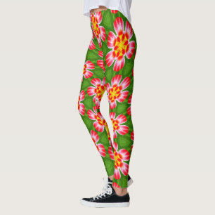 Legging Padrão de lírios vermelhos