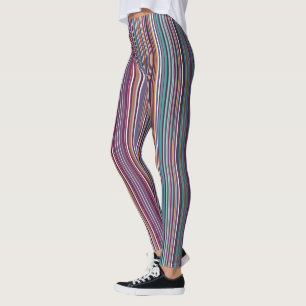Legging Padrão de Listra Vertical Inspirado em Art Déco
