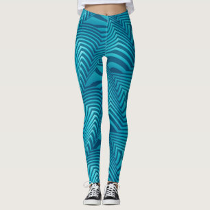 Legging Padrão de listras azuis de turquesa socialite