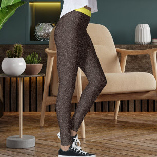 Legging Padrão de Listras com Brilho Amarelo Marrom Fofo