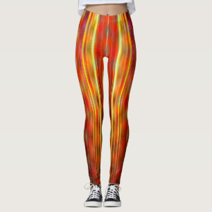 Legging Padrão de listras de luz vermelha