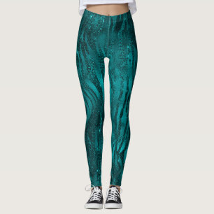 Legging Padrão de Listras de Tigre com Glitter Glam Ombre